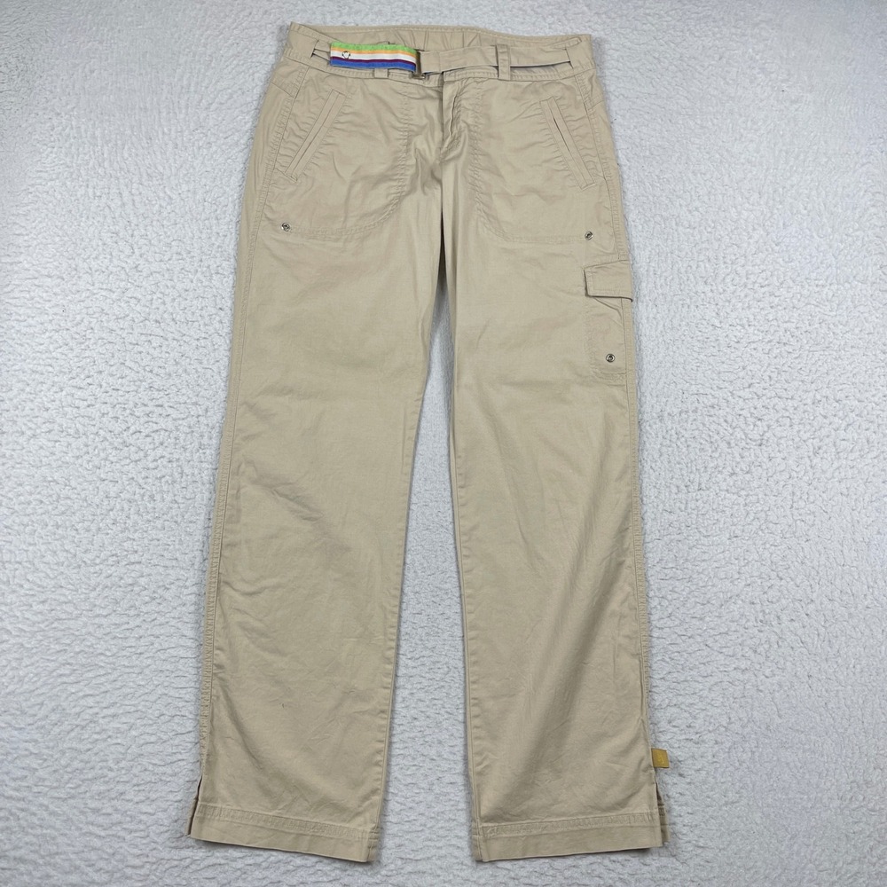 Nike Cargo Pants Womens Medium Tan Khaki Rainbow Belted Utility Straight Trouser